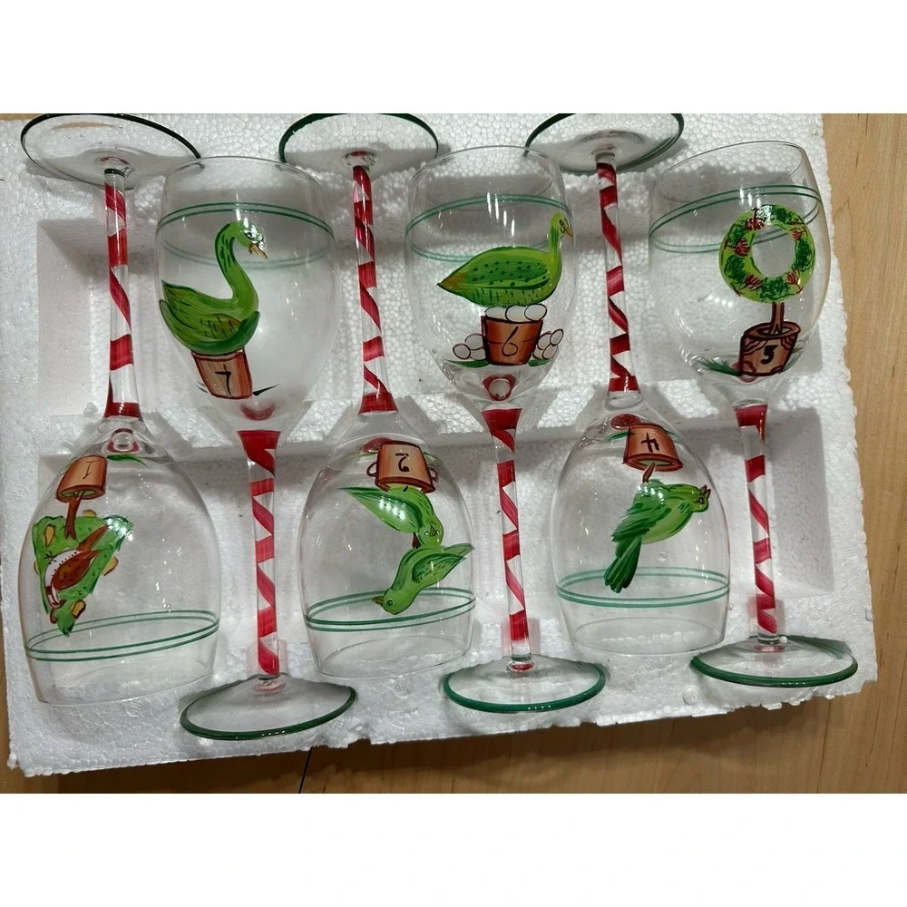 Festive Collection Twelve Days of Christmas Wine Glass Set 11 of 12 Vintage